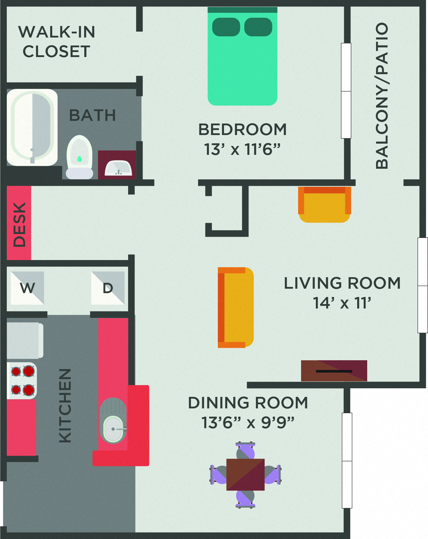 A2F Floor Plan at The Shallowford, Chattanooga, TN